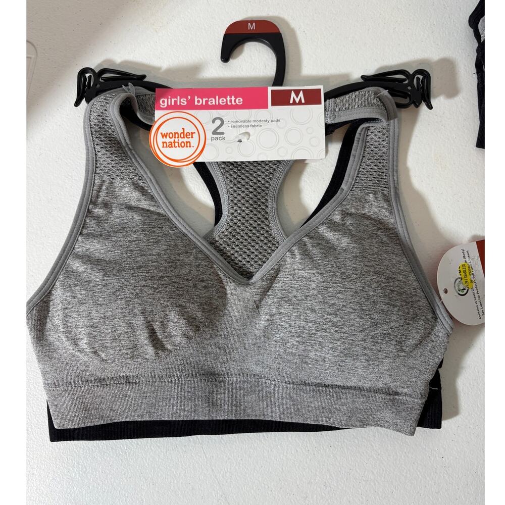 Wonder Nation NEW Girls' Size M Two-Pack Bralettes Removable Modesty Pads